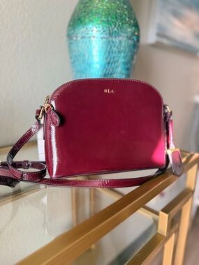 Ralph Lauren Burgundy Patent Crossbody — Dome Silhouette